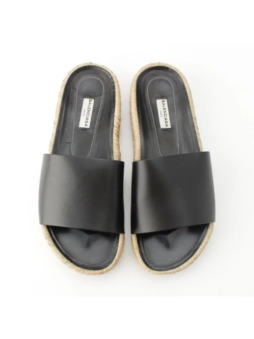 Balenciaga Leather Espadrille Sandals Black 38 - Picture 2 of 10